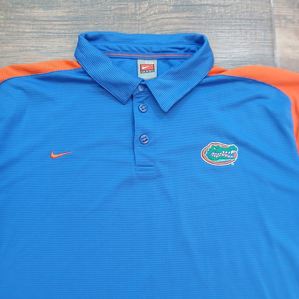 Vintage Florida Gators Polo Mens 2XL XXL Blue Golf‎ Nike Team Performance Y2K